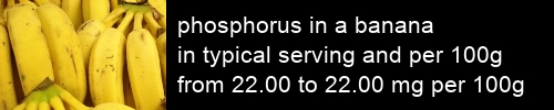 phosphorus in a banana information and values per serving and 100g